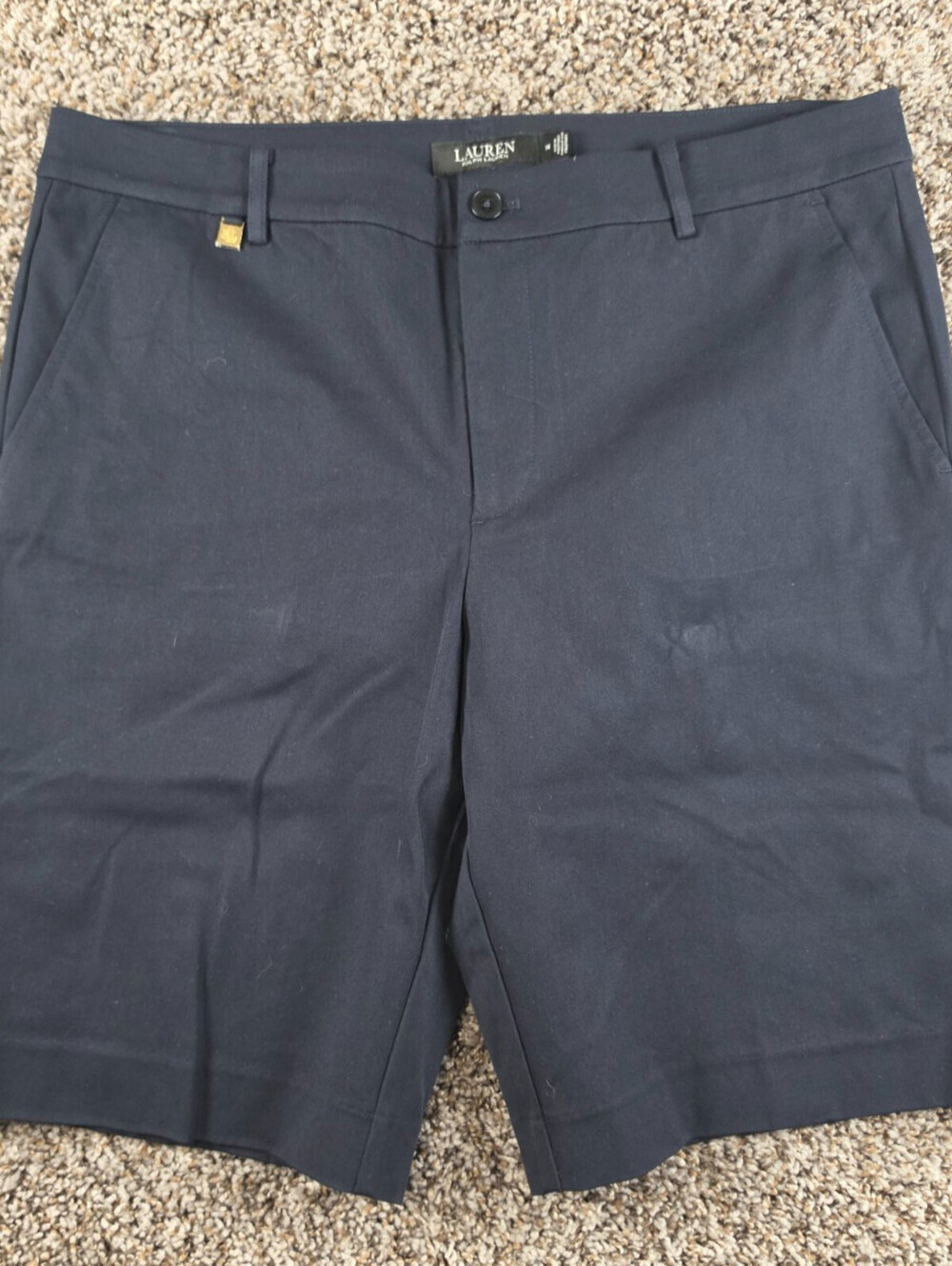 Lauren Ralph Lauren Womens Sz 14 Bermuda Length Chino Shorts Navy Blue